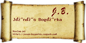 Jónás Bogárka névjegykártya